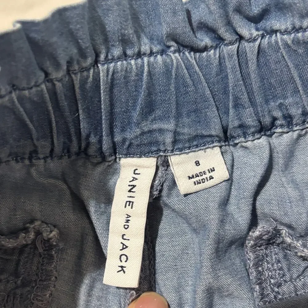Janie & Jack 8 Blue Denim Shorts 💯cotton elastic waist pullon style euc pockets